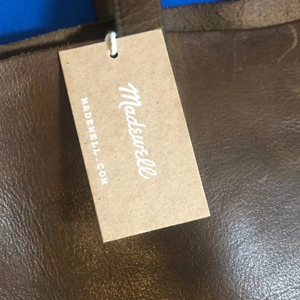 Madewell chocolate brown leather tote, big 18” x 18” x 6” never used # F2359
